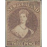 New Zealand1862-64 Watermark Large StarImperforate3d. brown-purple with small to large margins,