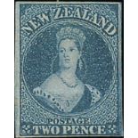 New Zealand1862-64 Watermark Large StarImperforate2d. deep blue with small to large margins,