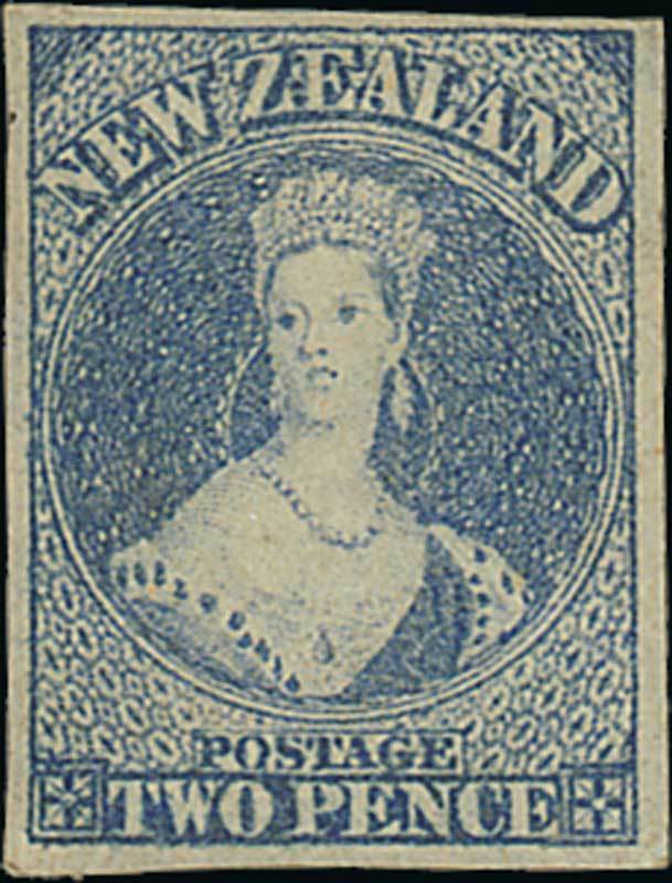 New Zealand1862-64 Watermark Large StarImperforate2d. slate-blue with mainly large margins, unused