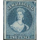 New Zealand1862-64 Watermark Large StarImperforate2d. deep blue with good to very large margins,