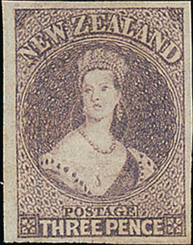 New Zealand1862-64 Watermark Large StarImperforate3d. brown-lilac with large margins, unused