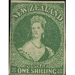 New Zealand1862-64 Watermark Large StarImperforate1/- yellow-green with mainly small to large