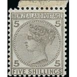 New Zealand1874-78 First Sideface IssueWatermark "NZ" and Star, Perf. 12x11½5/- grey with small part