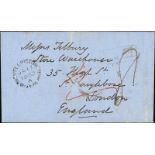 (x) New ZealandNew Plymouth and Localities1852 (10 Jan.) entire letter to London, rated "2" (