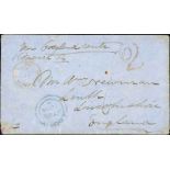 (x) New ZealandLarge Numeral HandstampsRed Numerals for Postage PaidBritish Numeral "2"1854 (4 Mar.)