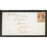 New Zealand New Plymouth and Localities 1861 (9 Feb.) mourning envelope to Yorkshire,