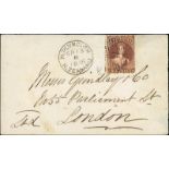 (x) New ZealandNew Plymouth and Localities1866 (13 Sept.) envelope to London, bearing 1864-67 6d.