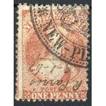 (x) New ZealandNew Plymouth and Localities1864-67 1d. pale orange-vermilion cancelled "R. Parris 9-