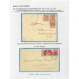 (x) New ZealandNew Plymouth and Localities1890 and 1898 envelopes to Wellington both franked at