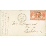 (x) New ZealandNew Plymouth and Localities1861 (27 Aug.) envelope to Auckland, bearing 1857-63 1d.