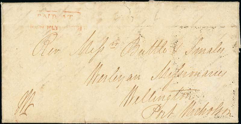 (x) New ZealandNew Plymouth and Localities1843 (12 Apr.) entire letter to the Wesleyan