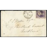 (x) New ZealandNew Plymouth and Localities1868 (11 Jan.) envelope to Auckland, bearing 1864-67 3d.