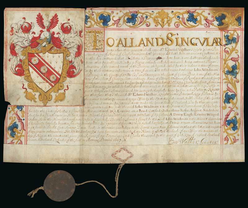 DocumentsKing Charles II1667 (20 May) a Grant of Arms issued by Sir Edward Walker, Garter King of