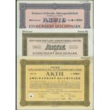 Mixed lot of certificates from Stettin / Szczecin: 9 different share certificates, including Union