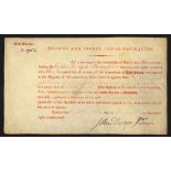 Thames and Severn Canal-Navigation, certificate for New Shares, 18[09], no.1952, signed by John