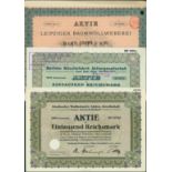 Mixed lot of Textile companies: 50 different share certificates, including Leipziger Baumwollweberei