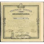 Spain: Sociedad Minera Titulada La Feliz Primera, Naufragio, Gerona District, certificate for one