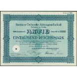 Stettiner Oelwerke Aktiengesellschaft, Züllchow bei Stettin, 1000 Reichsmark share, April 1936,