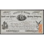 United States of America: State of Maine Gold and Silver Mining Co., Gold Hill, Nevada Teritory, (