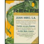 Spain: Juan Miro S.A., Barcelona, 500 Pesetas share, 31 May 1949, no. 104, attractive piece with a