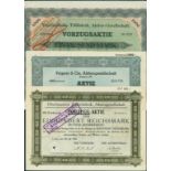 Mixed lot of 10 examples each of these 10 shares: Oberlausitzer Zuckerfabrik Löbau 1926; Meßhaus