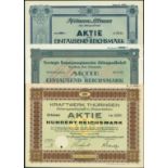 Mixed lot of 10 examples each of these 10 shares: Steingutwerke Breslau 1922; Vereinigte