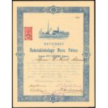 (x) Sweden: Rederiaktiebolaget Norra Vättern, 100 krona share, Askersund 1918, no.340, steam boat at