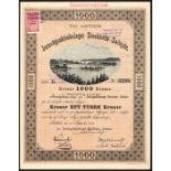 Sweden: Jernvägsaktiebolaget Stockholm -Satsjön, 1000 kroner share, Stockholm 1913, no.3208 series