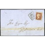 Great BritainPostal History1855 (10 Dec.) entire letter franked 1d. cancelled by the rare Dublin