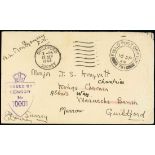 Great BritainPostal History1944 (16 Sept.) stampless envelope, with enclosure written by Field