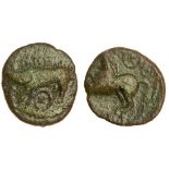 Celtic, Cantii, Sam, (c.1-10 AD?), bronze Unit, 1.85g, 'Boar Branch' type, boar left, [branch