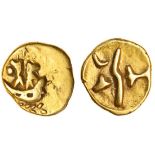 Celtic, Sills Cf insular coinage, (c.80-50 BC), gold Quarter Stater, 1.46g, 'Boat Tree' type, two