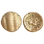 Celtic, Cantii, Dubnovellaunus, (c.25 BC-AD 5), gold Stater, 5.46g, 'Serpent' type, blank die with