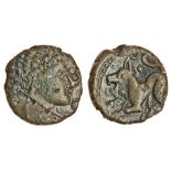 Celtic, Cantii, uninscribed coinage, (c.50-20 BC), bronze Unit, 1.54g, 'Curly Lion' type, head