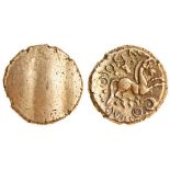 Celtic, Cantii, Dubnovellaunus, (c.25 BC-AD 5), gold Stater, 5.50g, 'Serpent' type, blank die with