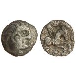 Celtic, Cantii, uninscribed coinage, (c.50-20 BC), silver Unit, 0.95g, 'Torc Head Pegasus' type,