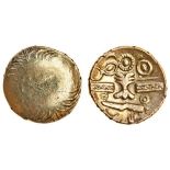 Celtic, Cantii, uninscribed coinage, (c.50-20 BC), gold Quarter Stater, 1.34g, 'Treelike Trophy'