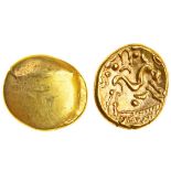 Celtic, Gallo-Belgic, imported coinage, (c.60-20 BC), gold Stater, 6.15g, 'Gallic War Uniface' type,