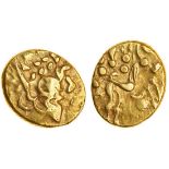 Celtic, Gallo-Belgic, imported coinage, (early 1st century BC-60 BC), gold Stater, 6.38g, 'Biface'