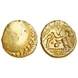 Celtic, Gallo-Belgic, imported coinage, (c.60-20 BC), gold Stater, 6.02g, 'Gallic War Uniface' type,