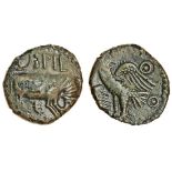 Celtic, Cantii, Eppillus, (c.1-15 AD), bronze Unit, 2.23g, 'Bull and Eagle' type, bull butting