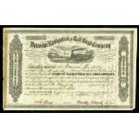 Demoine Navigation & Rail Road 1855 (IA) shares, 1855, trains and steamships, "MISSOURI, IOWA AND