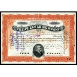 Pullman Company (NY), $100 shares, 1900, No. 29, signed by Robert Todd Lincoln on the back, as