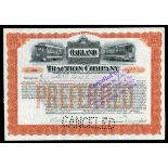 Pair of Oakland Transportation Certificates. Oakland Traction Company 1912; San Francisco, Oakland &