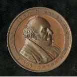 Great Britain. Centennial of the Birth of Sir Moses Montefiore, 1884. Bronze. 41mm. By A.D.