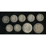 Seated Liberty and Barber Dime and Quarter Assortment.  1) 1857 Seated Liberty Dime VF. 2) 1899