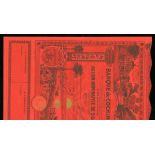 Banque de Cochinchine (Paris) 1908. #18215. 250 Francs. All red. Gold sun with rays and