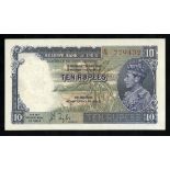 India. British Raj. Reserve Bank of India. 10 Rupees. ND (1937). P-19a. Signed J.B. Taylor. Portrait