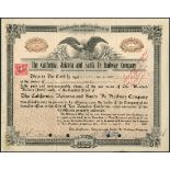 California, Arizona and Santa Fe Railway Company (CA), $100 shares, Los Angeles 191[23], #19, ornate