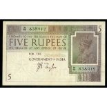 India. British Raj. Government of India. 5 Rupees. ND (1917-1930 issue). P-4B. Signed J.B. Taylor.